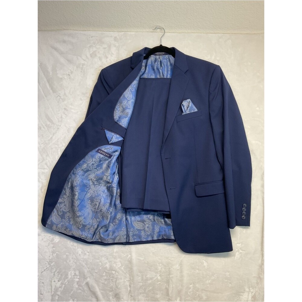 Adolfo Elegant Navy Blue two-piece suit from the brand Adolfo